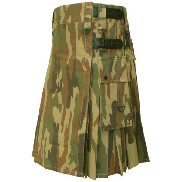 Digital Camo Leather Straps Utility Kilt