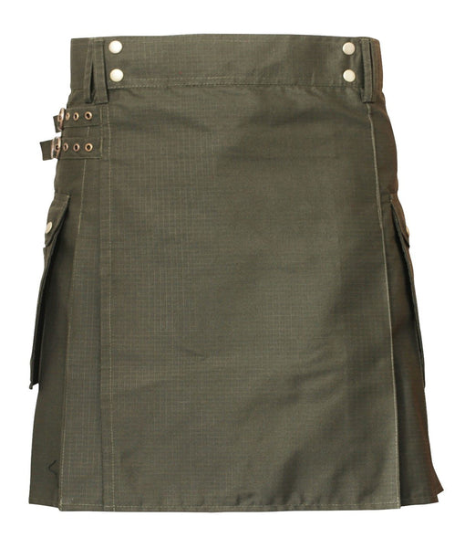 Men's Olive Green Cotton Utility Kilt