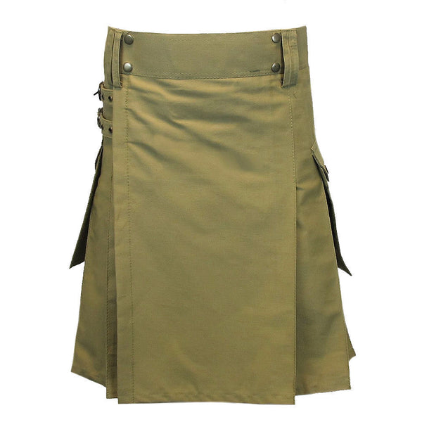 New Men's Khaki Regular Cotton Premium Utility Kilt