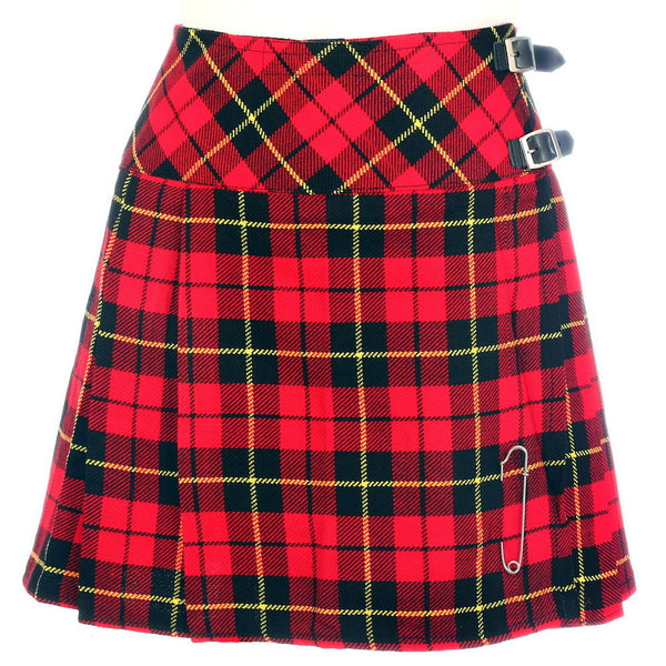 New Ladies Wallace Tartan Scottish Mini Billie Kilt Mod Skirt