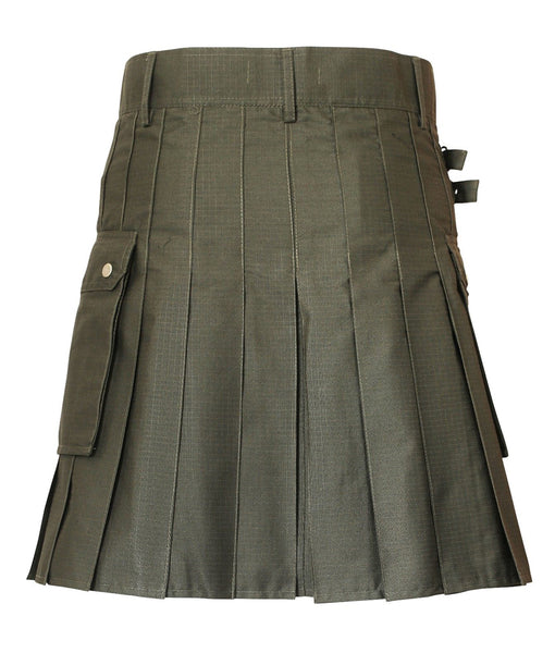 Men's Olive Green Cotton Utility Kilt