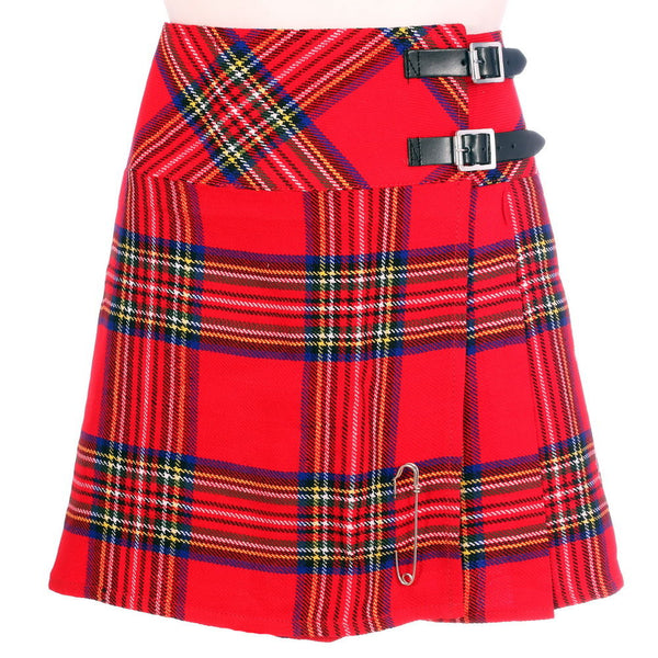 New Ladies Royal Stewart Tartan Scottish Mini Billie Kilt Mod Skirt
