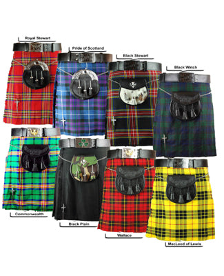 5 Yards Scottish Highland Black Stewart Tartan Kilt