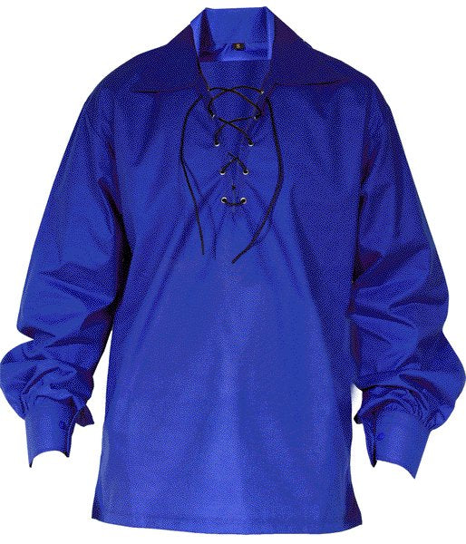 Scottish Highland Royal Blue Jacobean Jacobite Ghillie Kilt Shirt