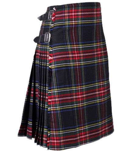 8 Yards Black Stewart Scottish Tartan Kilt
