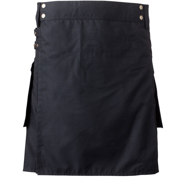 New Men's Black Cotton Regular Kilt