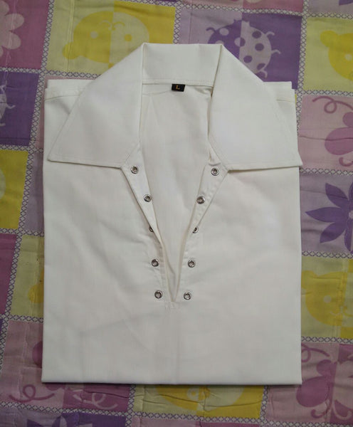 Off White Scottish Highland Jacobean Jacobite Ghillie Kilt Shirt