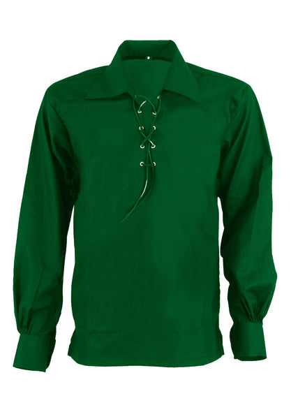 Scottish Highland Green Jacobean Jacobite Ghillie Kilt Shirt