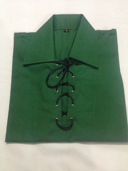 Scottish Highland Green Jacobean Jacobite Ghillie Kilt Shirt