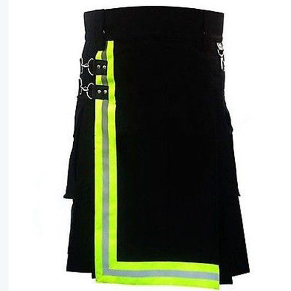 Black Cotton Fireman Reflector Kilt