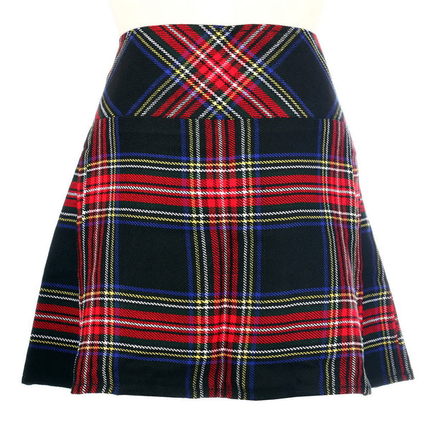 New Ladies Black Stewart Tartan Scottish Mini Billie Kilt Mod Skirt