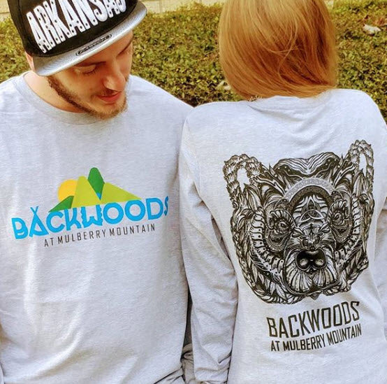 "Runic bear" Heather Long-Sleeve T-Shirt Backwoods at Mulberry Mountain